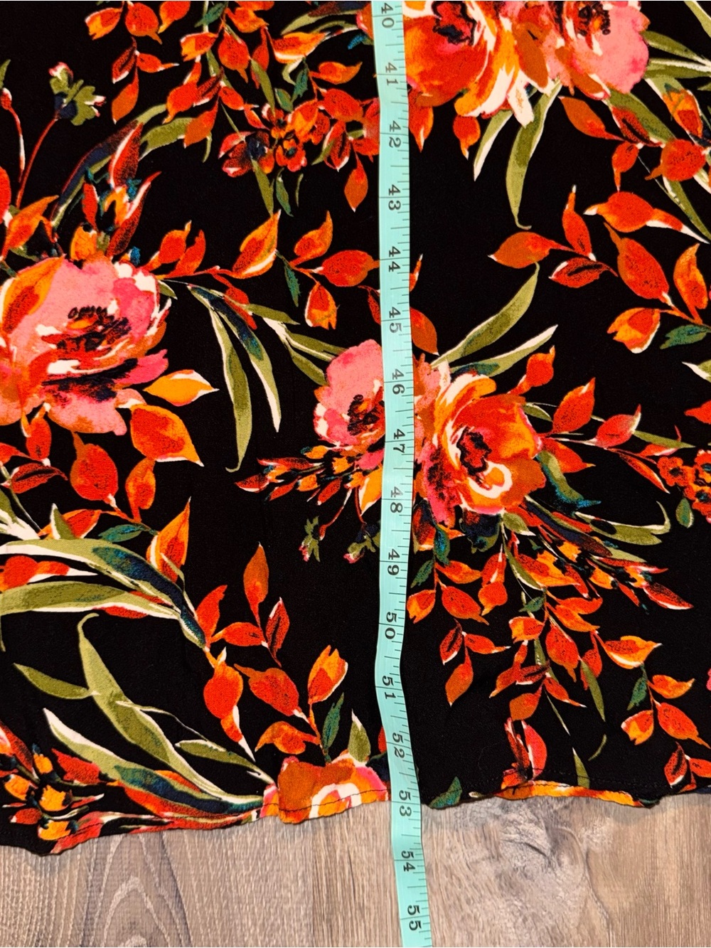 MSK Floral Black Maxi Dress Orange Pink Blooms tie back sash 100% viscose M - Picture 12 of 14